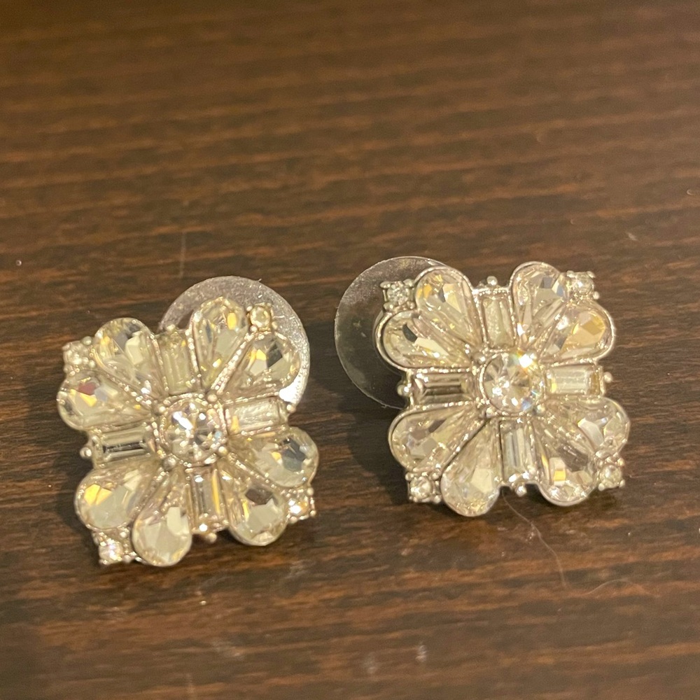 Silver diamond costume jewelry earrings